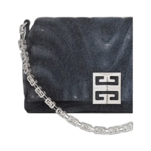 Logo Plaque Denim Quilted Small Shoulder Bag