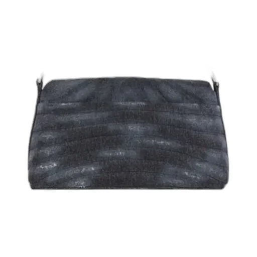 Logo Plaque Denim Quilted Small Shoulder Bag