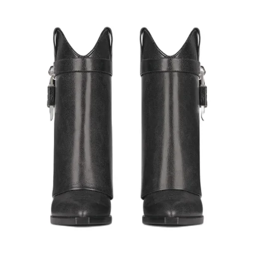 Shark Lock Cowboy Ankle Boots