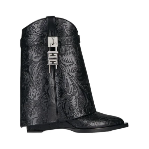 Shark Lock Cowboy Ankle Boots