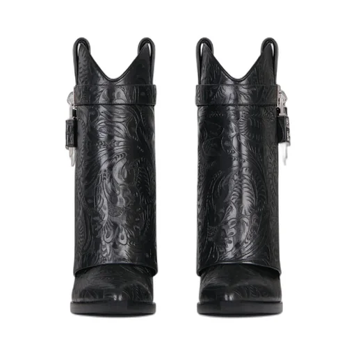 Shark Lock Cowboy Ankle Boots