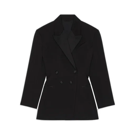 Pleated Double-Breasted Blazer