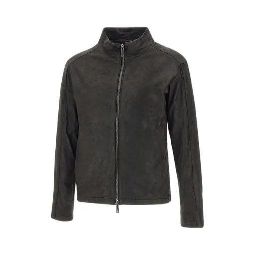 Stand Collar Leather Jacket