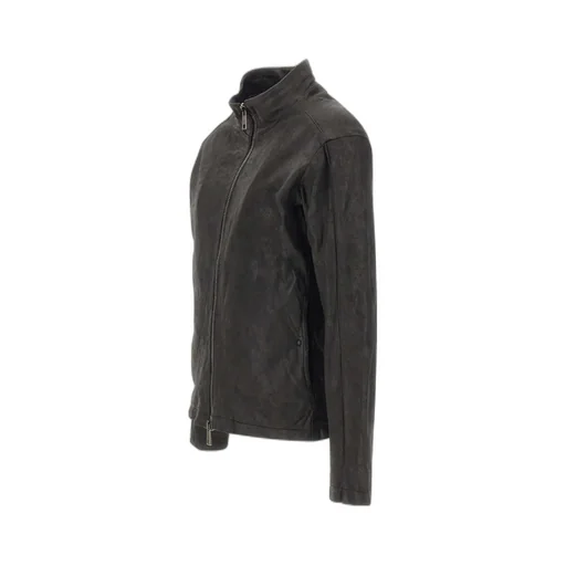Stand Collar Leather Jacket