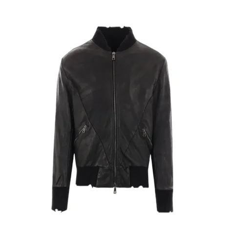 Long-Sleeved Leather Jacket