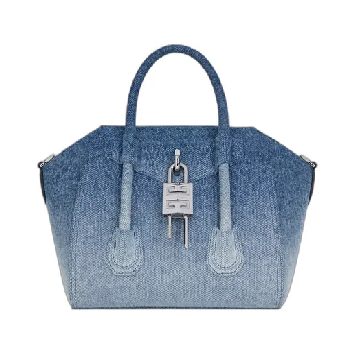 Mini Antigona Lock Denim Tote Bag
