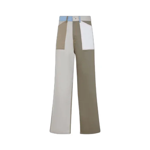 Bi-Color Straight-Leg Jeans