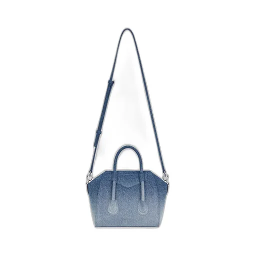 Mini Antigona Lock Denim Tote Bag