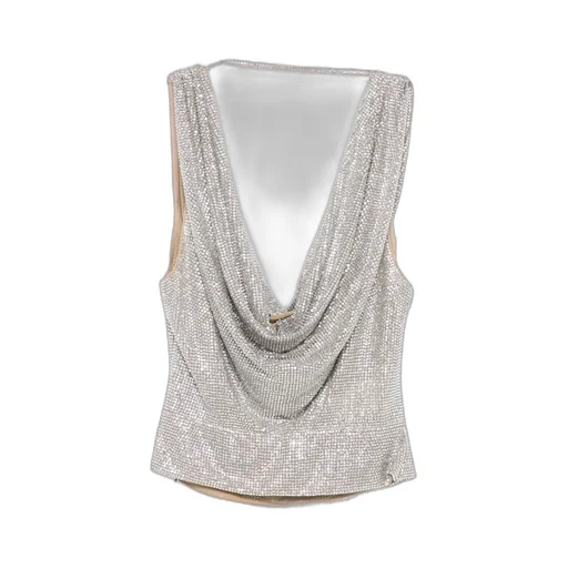 Draped Crystal-Embellished Top