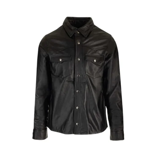 Long-Sleeved Lapel Leather Jacket