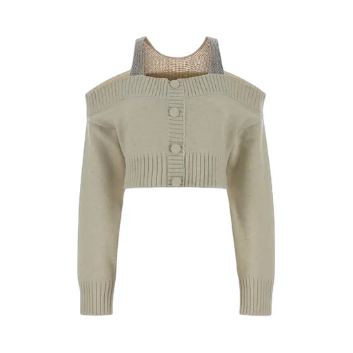Crystal-Embellished Cold-Shoulder Cardigan