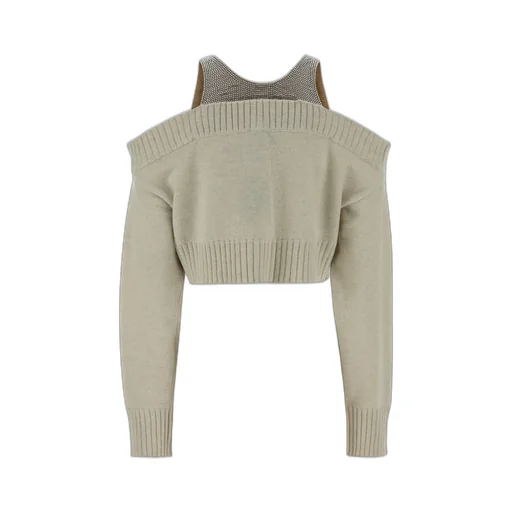 Crystal-Embellished Cold-Shoulder Cardigan