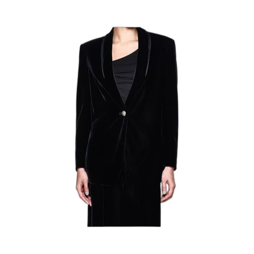 Velvet Single-Breasted Blazer