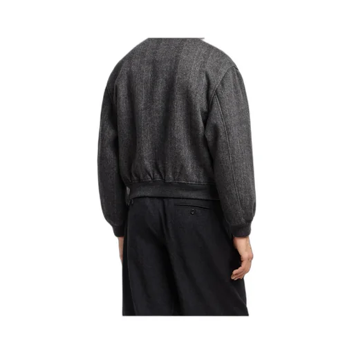 Herringbone Zip-Front Bomber Jacket