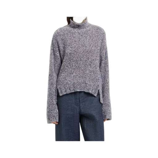 High-Neck Speckled-Knit Sweater