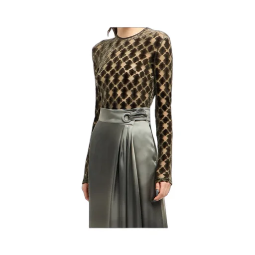Geometric-Pattern Velvet T-Shirt