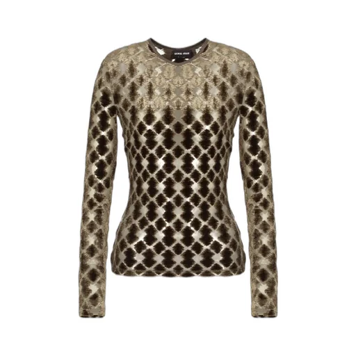 Geometric-Pattern Velvet T-Shirt