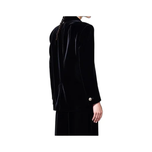 Velvet Single-Breasted Blazer