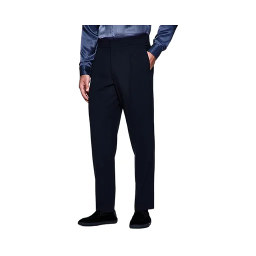 Pleated Wool Straight-Leg Trousers