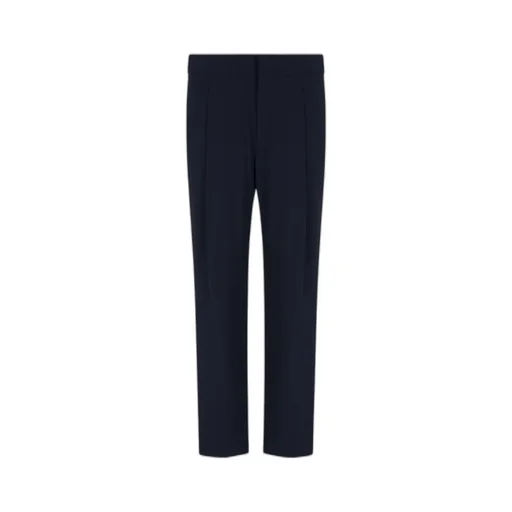 Pleated Wool Straight-Leg Trousers