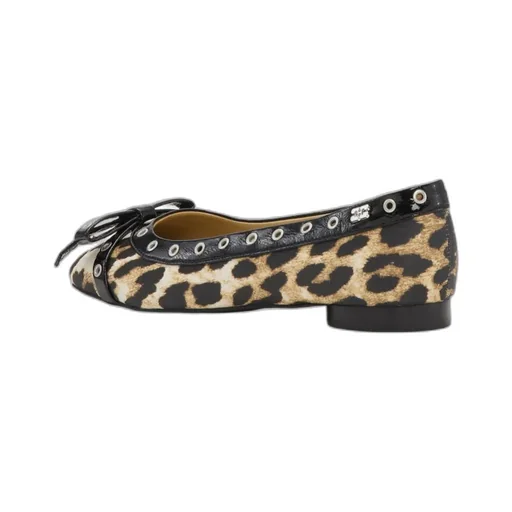 Leopard Eyelet Bow Ballerinas