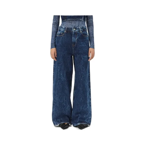 Straight-Leg Crinkled Finish Jeans