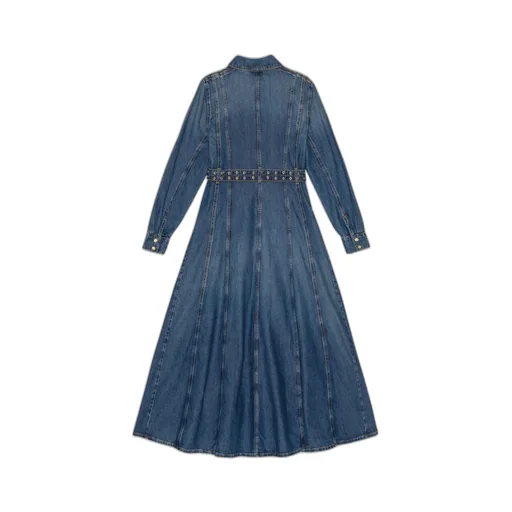 Straight Hem Denim Maxi Dress