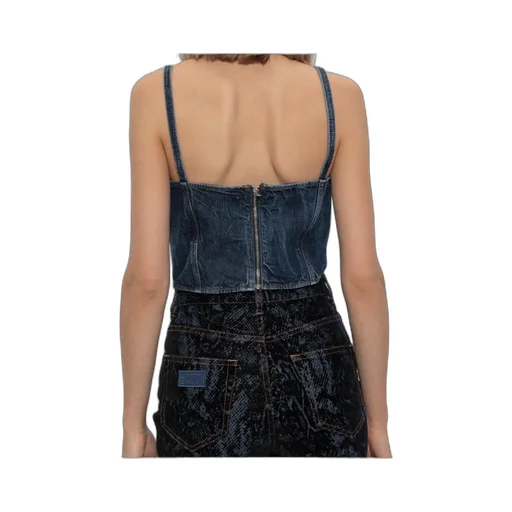 Crinkled Future Denim Strap Top