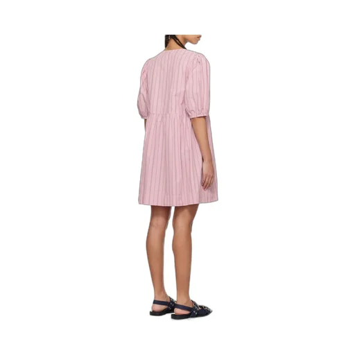 Pinstriped Bow-Detailed Mini Dress