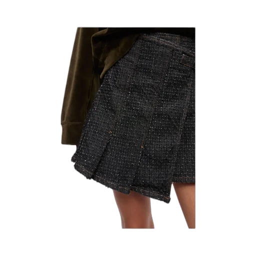 Fluffy Denim Wrap Mini Skirt