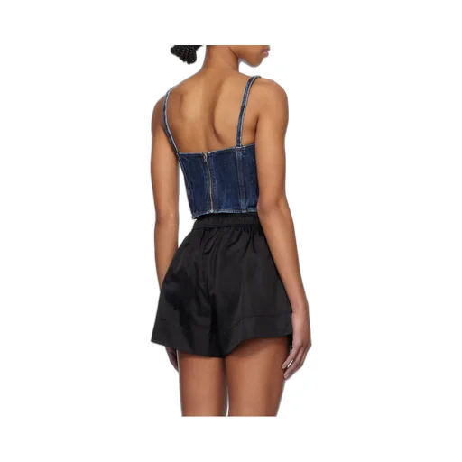 Crinkled Future Denim Strap Top