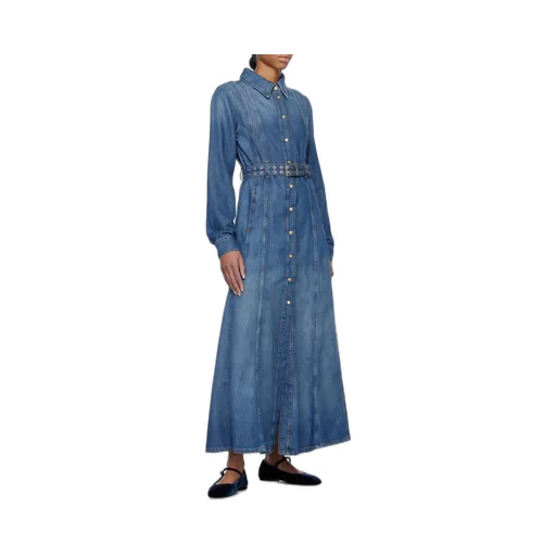 Straight Hem Denim Maxi Dress