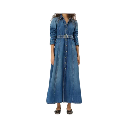 Straight Hem Denim Maxi Dress