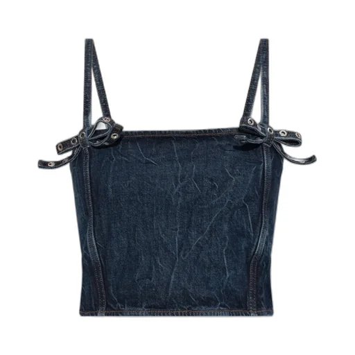 Crinkled Future Denim Strap Top