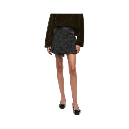 Fluffy Denim Wrap Mini Skirt