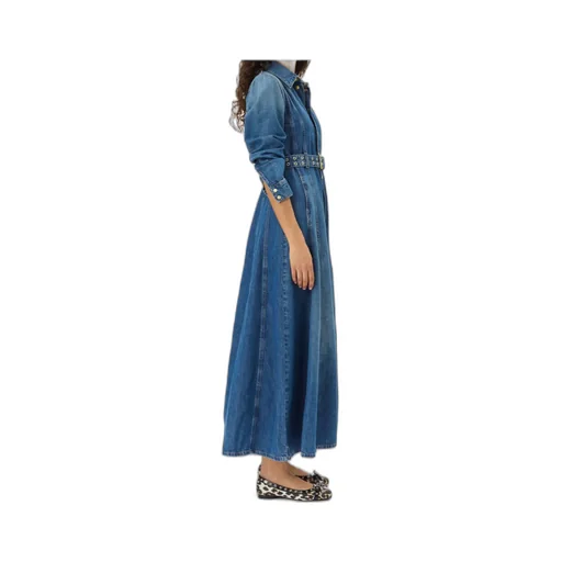 Straight Hem Denim Maxi Dress