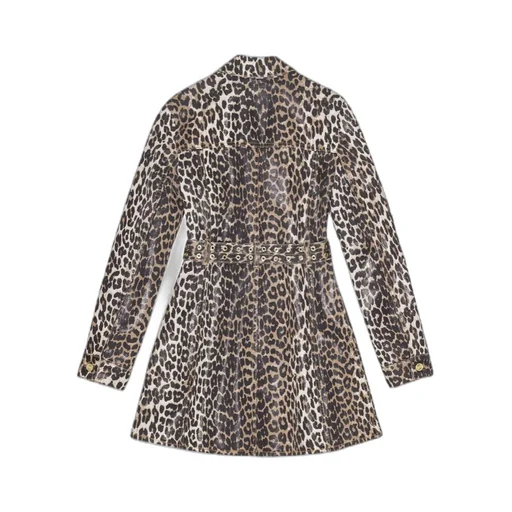 Leopard Print Foil Denim Dress