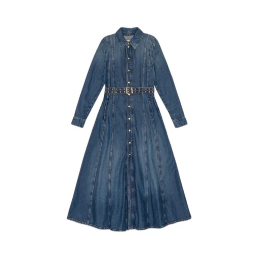 Straight Hem Denim Maxi Dress