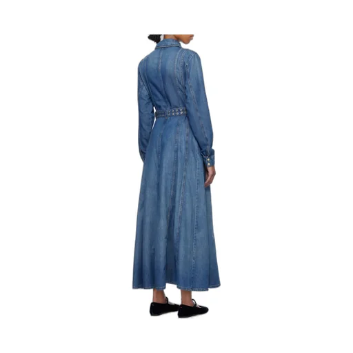Straight Hem Denim Maxi Dress