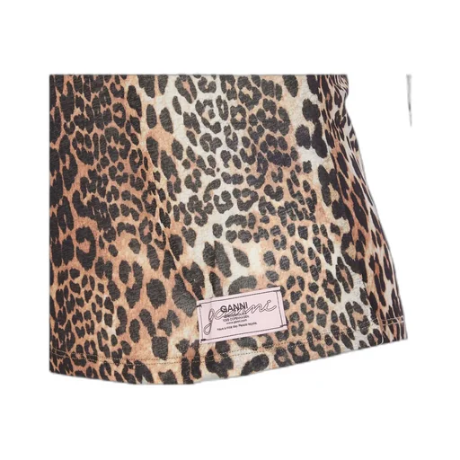 Leopard Printed Mesh Long-Sleeved Top