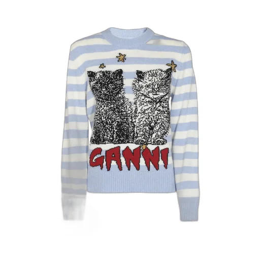 Striped Graphic Cat Jumper