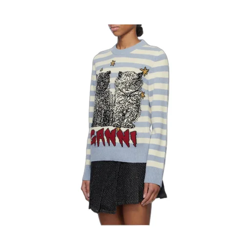 Striped Graphic Cat Jumper