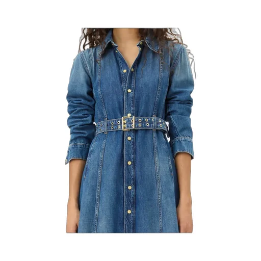 Straight Hem Denim Maxi Dress