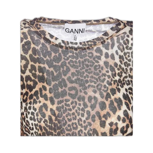 Leopard Printed Mesh Long-Sleeved Top