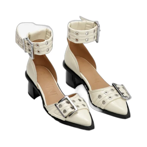 Feminine Buckle Open Cut Pumps
