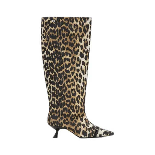 Leopard Print Pointed-Toe Knee-Length Boots