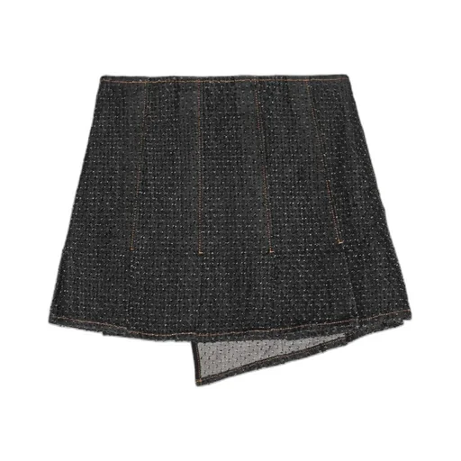 Fluffy Denim Wrap Mini Skirt