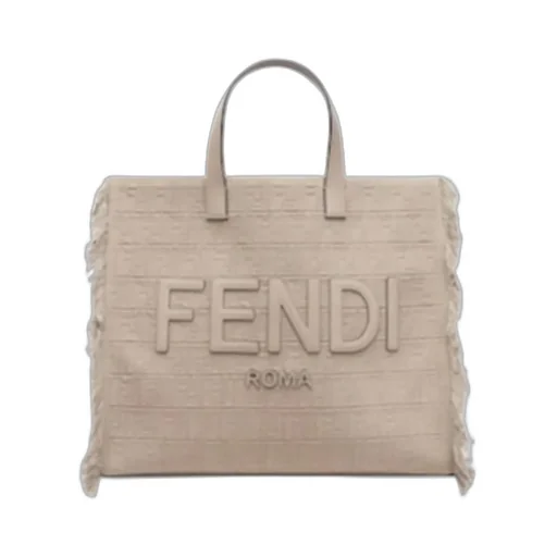 Ff Motif Fringed Large Tote Bag