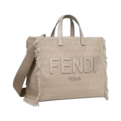 Ff Motif Fringed Large Tote Bag
