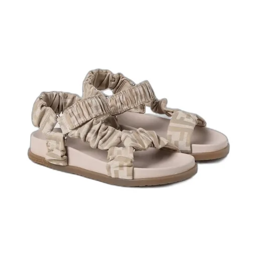 Ruched Touch-Strap Sandals